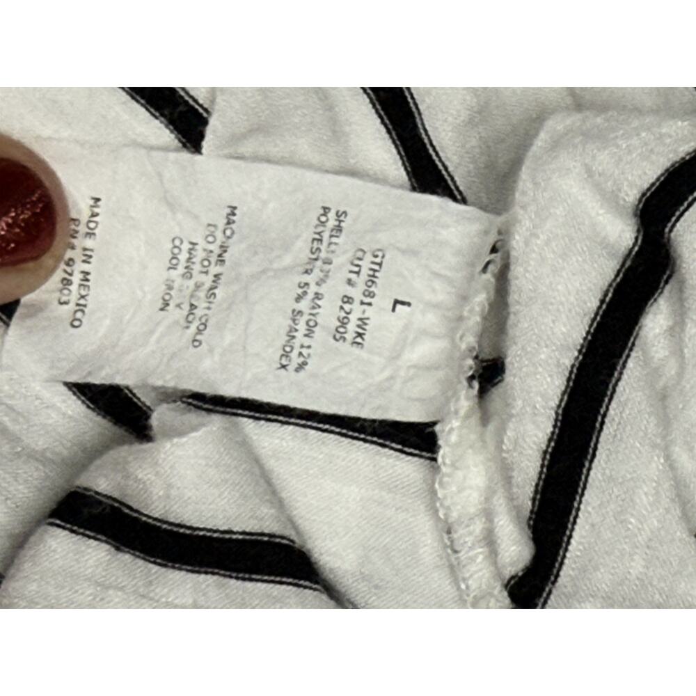 Green Envelope Los Angeles Black/White Striped Top L Short Sleeve - Picture 5 of 6